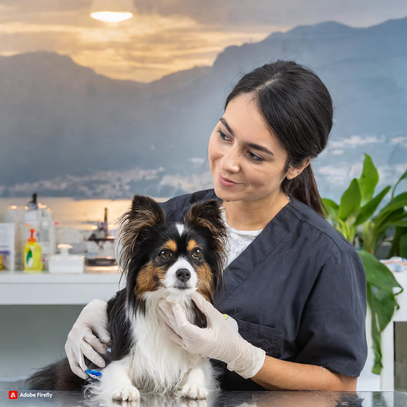 Firefly cane dal veterinario che gli viene fatta una puntura per la prevenzione malattie trasmissibili