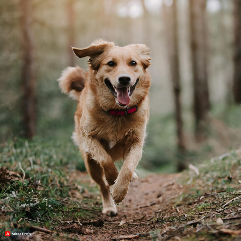 Firefly cane felice che corre nel bosco 33719