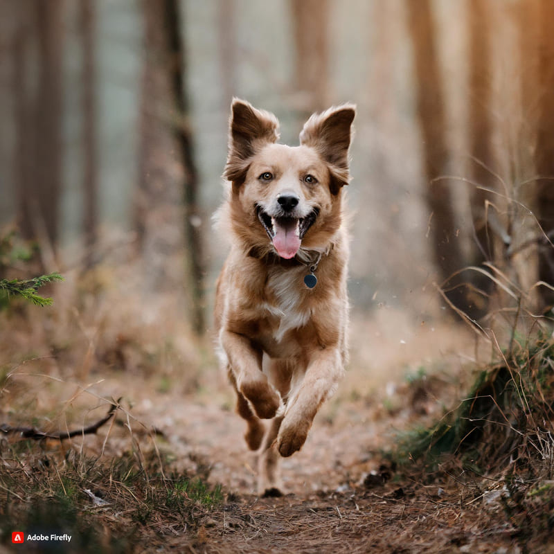 Firefly cane felice che corre nel bosco 88212